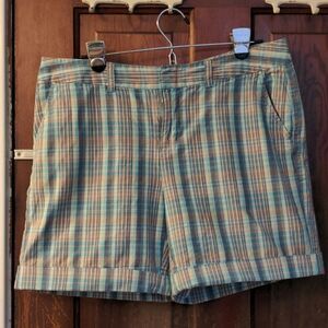 Access Cotton Blue + Pink Pastel Plaid Shorts Size 12
